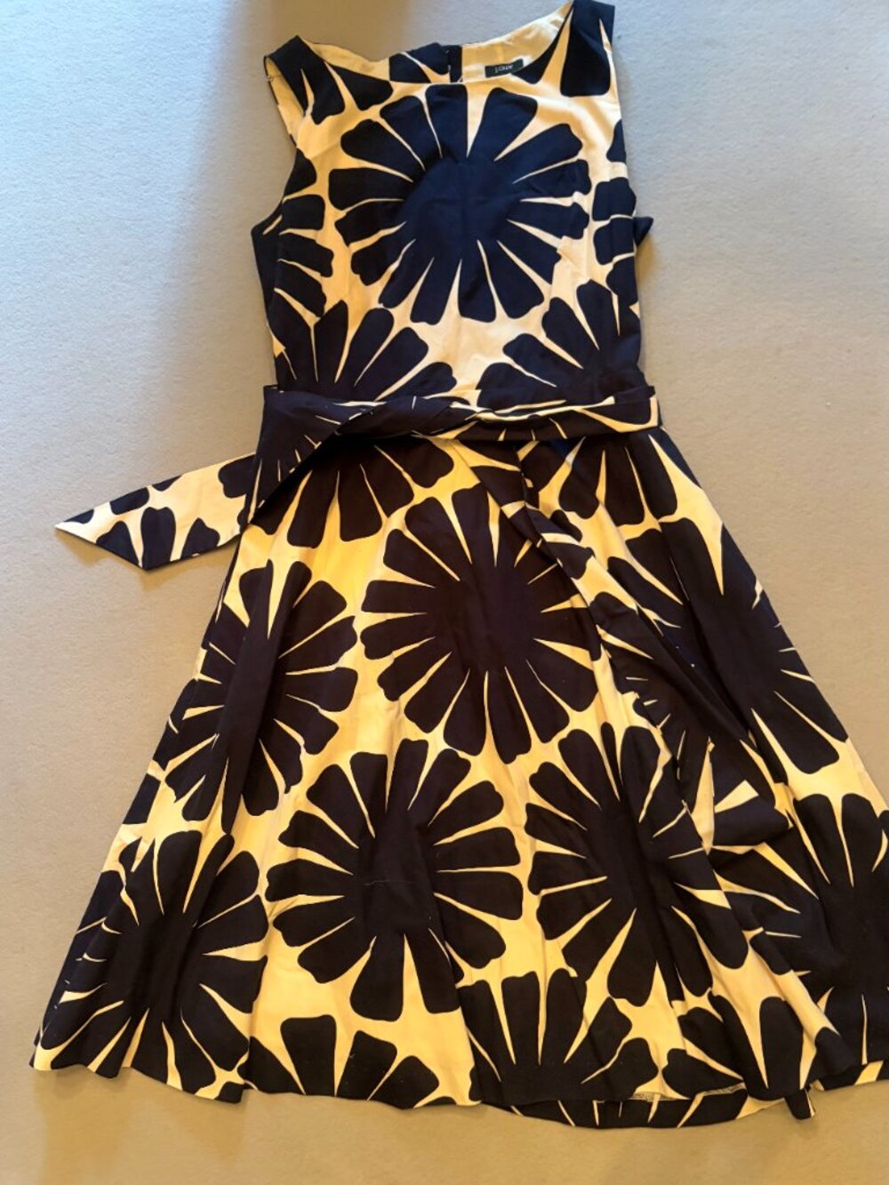 💙 J.Crew Blue Burst Belted A-Line Dress - Size 10 - Picture 4 of 9
